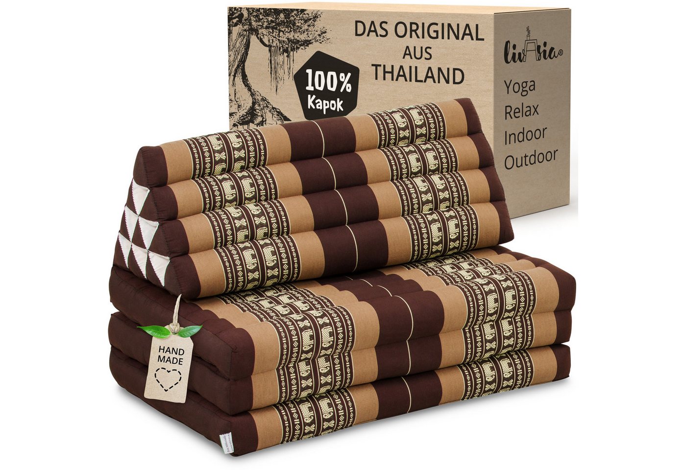 livasia Bodenkissen Thaikissen XXL breit, vegan und handgefertigt, 190x80x8cm, Kapok von livasia