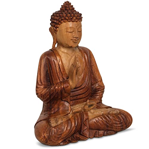 livasia Buddha, Buddhismus Statue, Skulptur aus Holz, Dekofigur (Buddha 30cm 1 Hand Oben) von livasia