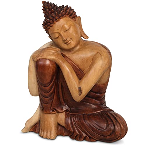 livasia Buddha, Buddhismus Statue, Skulptur aus Holz, Dekofigur (Buddha 30cm gestützt) von livasia