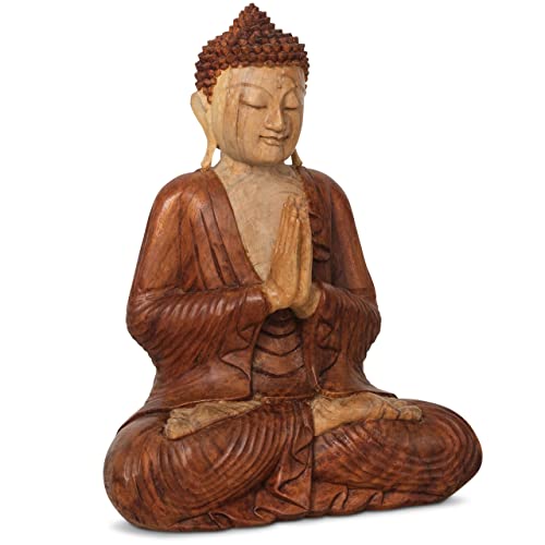 livasia Buddha, Buddhismus Statue, Skulptur aus Holz, Dekofigur (Buddha 50cm betend) von livasia
