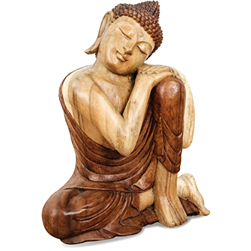 livasia Buddha, Buddhismus Statue, Skulptur aus Holz, Dekofigur (Buddha 50cm gestützt) von livasia