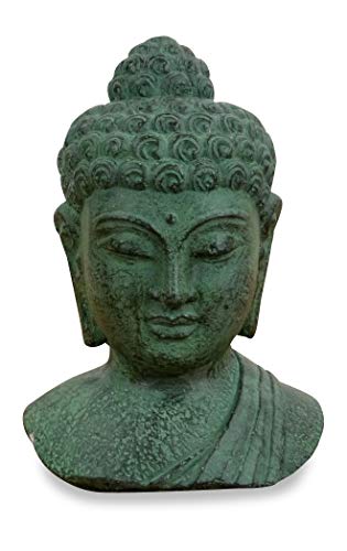 livasia Buddha Steinbüste, Buddhaskulptur, Dekofigur, Steinfigur (grün) von livasia