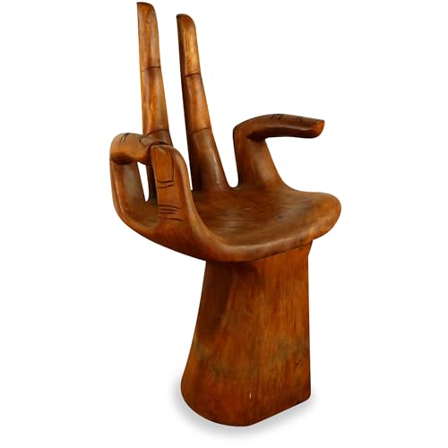 livasia Buddhahand Stuhl, Origineller Hocker aus Teakholz, Die Hand Buddhas als Designstuhl, Massivholz Sitz, Blumenpodest, 48x38x90cm (Braun) von livasia