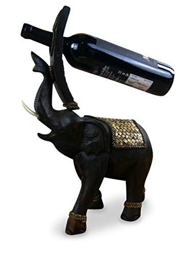 livasia Dekoelefant als Weinflaschenhalter Holzelefant (Handarbeit) asiatischer Flaschenständer/Flaschenhalter, Elefant aus Holz von livasia