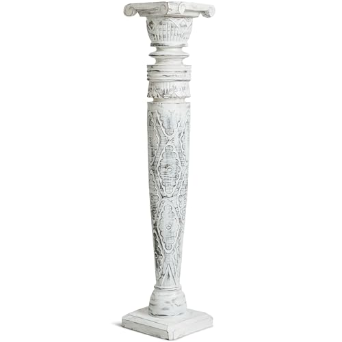 livasia Holzsäulen, Podest, Blumensäule, Dekosäulen im Antik-Look (weiß, 100cm) von livasia