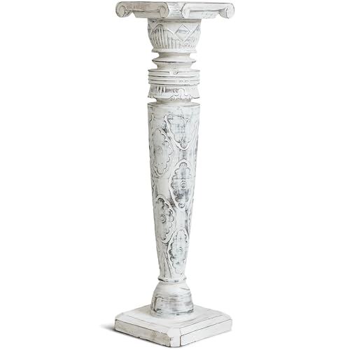 livasia Holzsäulen, Podest, Blumensäule, Dekosäulen im Antik-Look (weiß, 80cm) von livasia