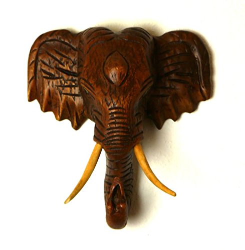 livasia Kleiner, afrikanischer Elefantenkopf aus Holz, Holzelefant, Deko Elefant in Handarbeit von livasia