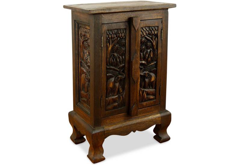 livasia Kommode kleiner Massivholzschrank mit Schnitzerei, handgefertigt, 40x24x60cm von livasia