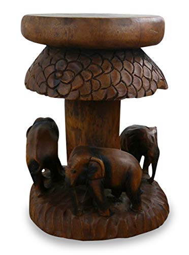 livasia Massivholzhocker Elefantenpodest (Handarbeit) Couchtisch Beistelltisch Massivholz Holzelefanten Blumenhocker von livasia