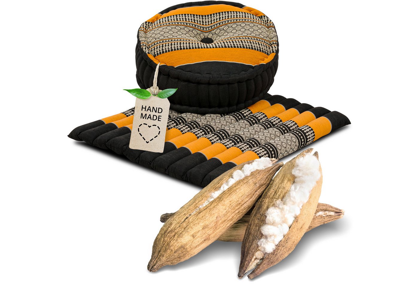 livasia Meditationskissen Meditationskissen Set L, handgefertigt, Ø 38x14cm / Matte 50x50x4,5cm, Kapok livasia Meditationskissen Meditationskissen Set L, handgefertigt, Ø 38x14cm / Matte 50x50x4,5cm, Kapok von livasia