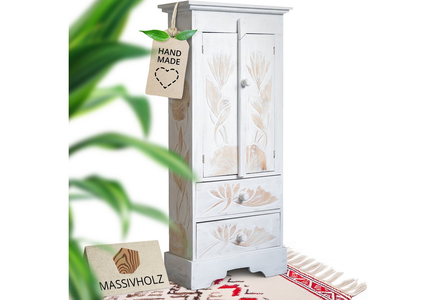 livasia Midischrank aus Bali - 45x20x98cm - Massivholz, handgefertigt von livasia