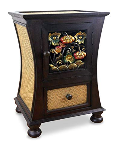 livasia Nachtschränkchen Nachtkommode Schmuckschränkchen asiatische Rattankommode (Handarbeit) mit Schnitzerei (Nr.45) von livasia