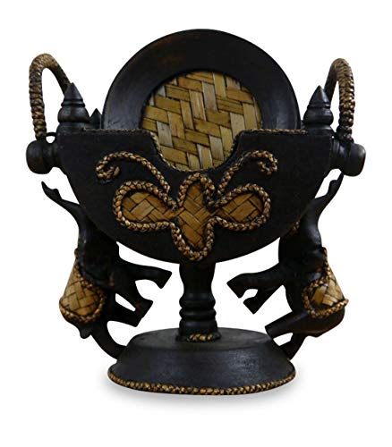 livasia Runde Untersetzer mit Halter aus Holz für Gläser und Becher Holzelefanten Untersetzer Tassen Untersatz von livasia