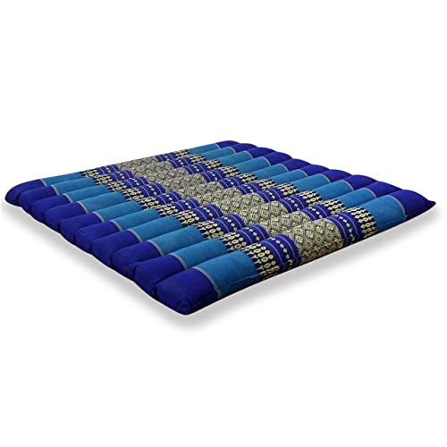 livasia Sitzkissen Stuhlauflage groß, Bodenkissen gesteppt Indoor/Outdoor, Meditationskissen Yogakissen, Stuhlauflage Palettenmöbel, Steppkissen Stuhl und Bank 50x50x4,5cm (Blau) von livasia