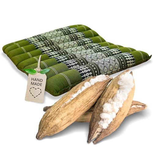 livasia Sitzkissen Stuhlauflage klein - 35x35x4,5cm - Bodenkissen gesteppt Indoor/Outdoor, Meditationskissen Yogakissen, Stuhlauflage Palettenmöbel, Steppkissen für Stuhl und Bank (Grün) von livasia