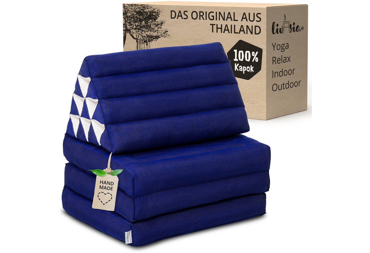 livasia Sitzsack Thaikissen 3 Auflagen (Basic) vegan und handgefertigt, 175x50x8cm, Kapok von livasia