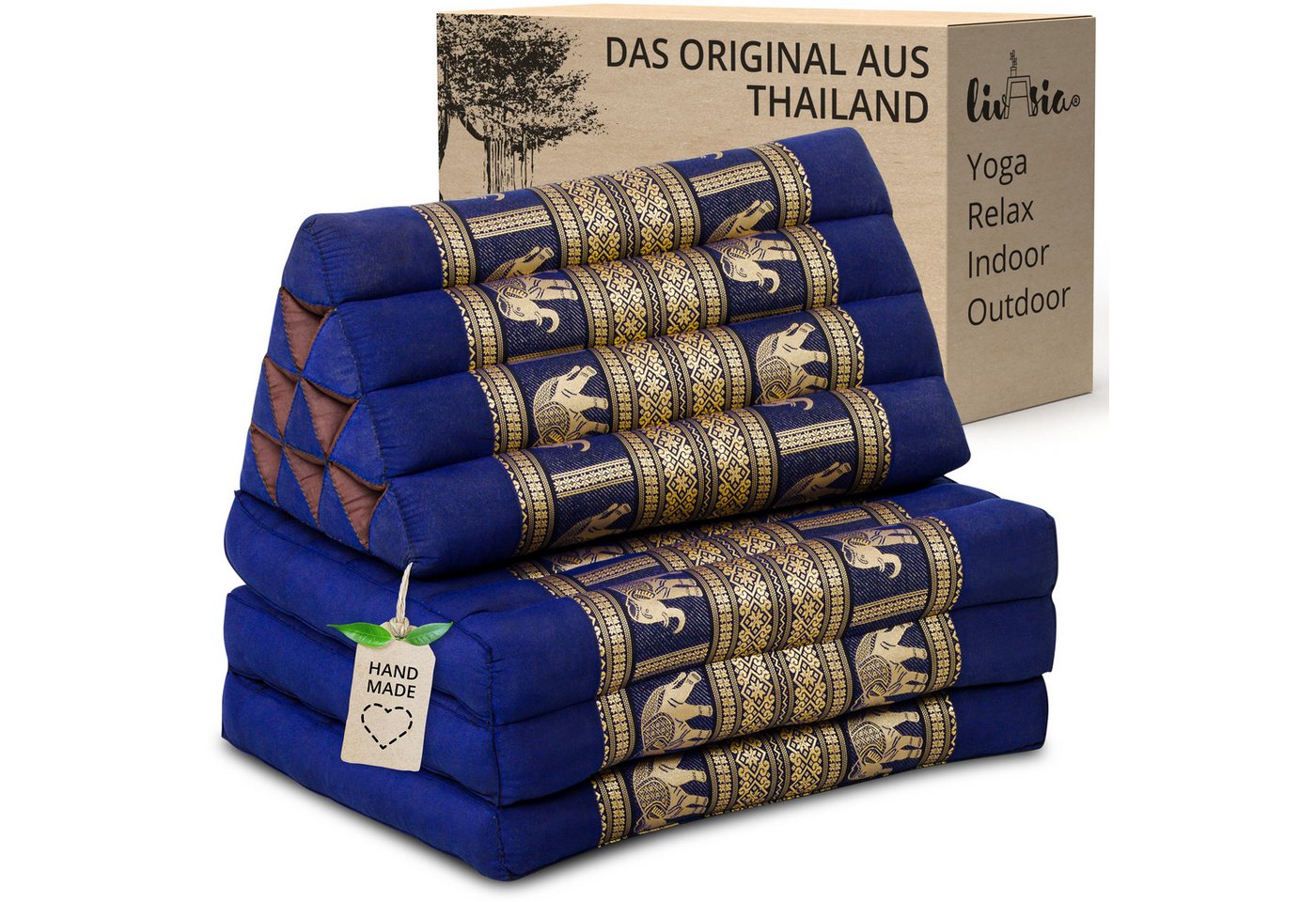 livasia Sitzsack Thaikissen 3 Auflagen (Deluxe) vegan und handgefertigt, 175x55x8cm, Kapok von livasia