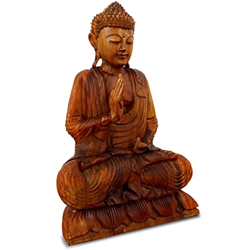 livasia ruheausstrahlender Buddha aus Holz, Skulptur, Buddhismus Statue, Dekofigur, Holzskulptur (groß) von livasia