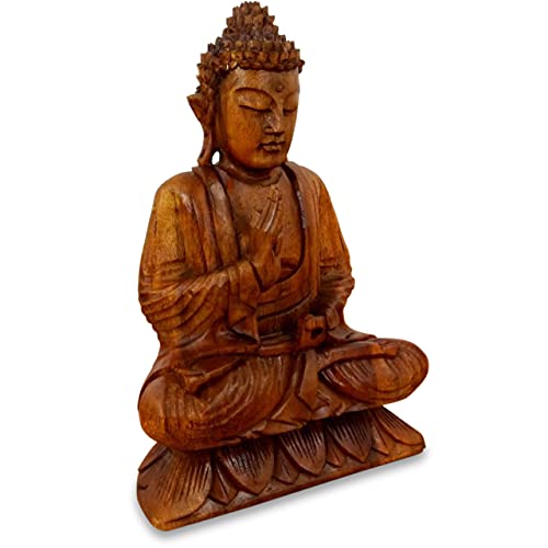 livasia ruheausstrahlender Buddha aus Holz, Skulptur, Buddhismus Statue, Dekofigur, Holzskulptur (klein) von livasia