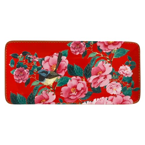 Maxwell & Williams HV0175 Platte eckig 33 x 15,5 cm - TC Silk Road, Porzellan glatt, in Geschenkbox, Blumen-Motiv - Rot von livellara