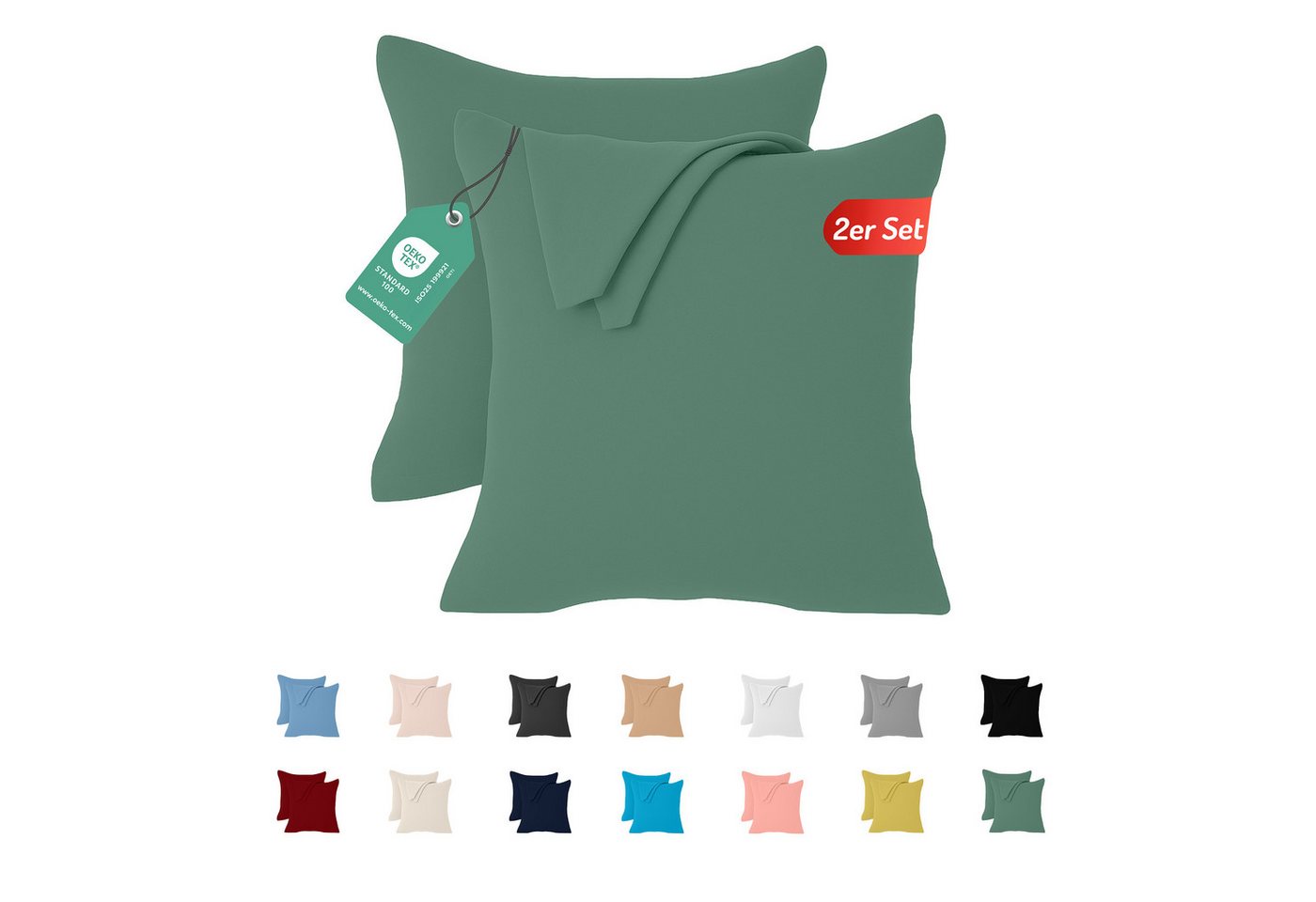 livessa Kissenbezug 2er Set Kissenbezug - Verdeckter Reißverschluss - Kopfkissenbezug, %100 Baumwolle Jersey Stoff 140 g/m², Ultra weich und atmungsaktiv livessa Kissenbezug 2er Set Kissenbezug - Verdeckter Reißverschluss - Kopfkissenbezug, %100 Baumwolle Jersey Stoff 140 g/m², Ultra weich und atmungsaktiv von livessa