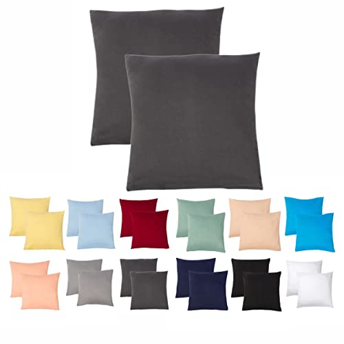 Livessa 2er Set Kissenbezug 60x60 aus%100 Baumwolle Jersey Stoff - Verdeckter Reißverschluss, Kopfkissenbezug 60x60 cm, Kissenhülle, Ultra weich und atmungsaktiv, Oeko-Tex Zertifiziert von livessa