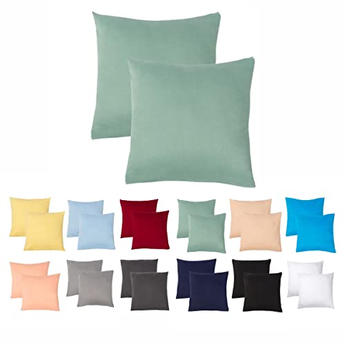 Livessa 2er Set Kissenbezug 60x60 aus%100 Baumwolle Jersey Stoff - Verdeckter Reißverschluss, Kopfkissenbezug 60x60 cm, Kissenhülle, Ultra weich und atmungsaktiv, Oeko-Tex Zertifiziert von livessa