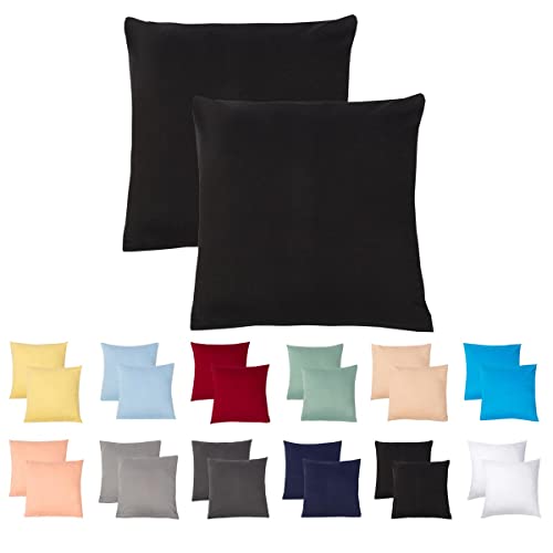 Livessa 2er Set Kissenbezug 40x40 aus%100 Baumwolle Jersey Stoff - Verdeckter Reißverschluss, Kopfkissenbezug 40x40 cm, Kissenhülle, Ultra weich und atmungsaktiv, Oeko-Tex Zertifiziert von livessa