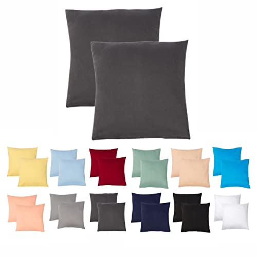 Livessa 2er Set Kissenbezug 50x50 aus%100 Baumwolle Jersey Stoff - Verdeckter Reißverschluss, Kopfkissenbezug 50x50 cm, Kissenhülle, Ultra weich und atmungsaktiv, Oeko-Tex Zertifiziert von livessa