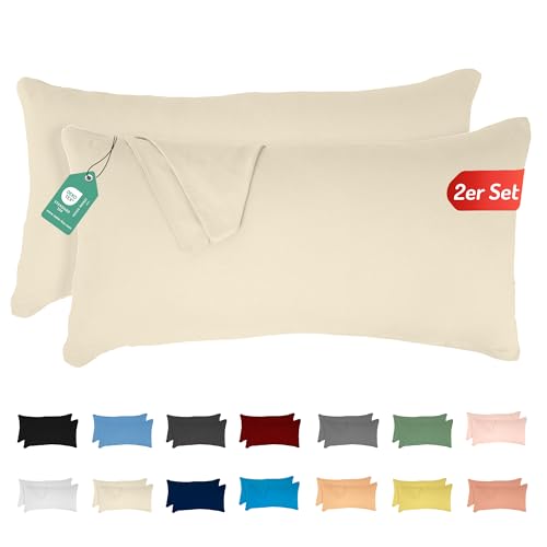 Livessa Kissenbezug 50x70 2er Set - Verdeckter Reißverschluss an der Langen Seite, Kopfkissenbezug aus%100 Baumwolle Jersey Stoff, Ultra weich und atmungsaktiv, Oeko-Tex Zertifiziert von livessa