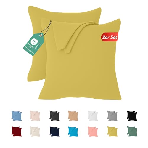 Livessa 2er Set Kissenbezug 65x65 aus%100 Baumwolle Jersey Stoff, Kissenbezüge, 65x65 mit Reißverschluss, Kopfkissenbezug 65x65 cm, Kissenhülle, atmungsaktiv, Oeko-Tex Zertifiziert, Pillow Cover von livessa