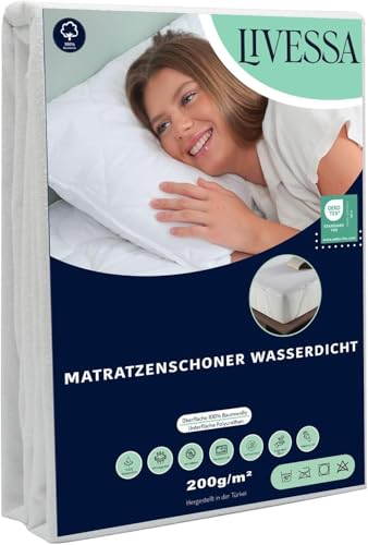 Livessa Molton Matratzenschoner - wasserdichte Molton Matratzenauflage aus 100% Baumwolle, Matratzenschutz, Inkontinenzunterlage waschbar (140x200) von livessa