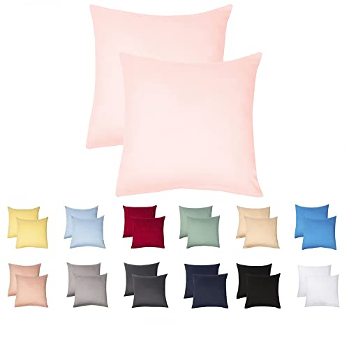 Livessa 2er Set Kissenbezug 80x80 aus%100 Baumwolle Jersey Stoff - Verdeckter Reißverschluss, Kopfkissenbezug 80x80 cm, Kissenhülle, Ultra weich und atmungsaktiv, Oeko-Tex Zertifiziert, Reißverschluss von livessa