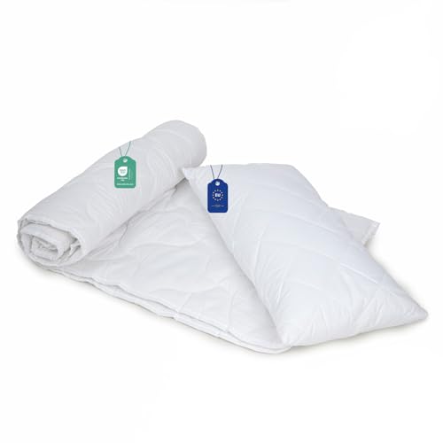 livessa Bettdecke 155x220 mit Kissen 40x80cm - Ideal für Ganzjahreszeiten mit 300 g/m² Füllung, 4 Jahreszeiten Bettdecken 155x220, Oeko-Tex Zertifiziert, weich und atmungsaktiv von livessa