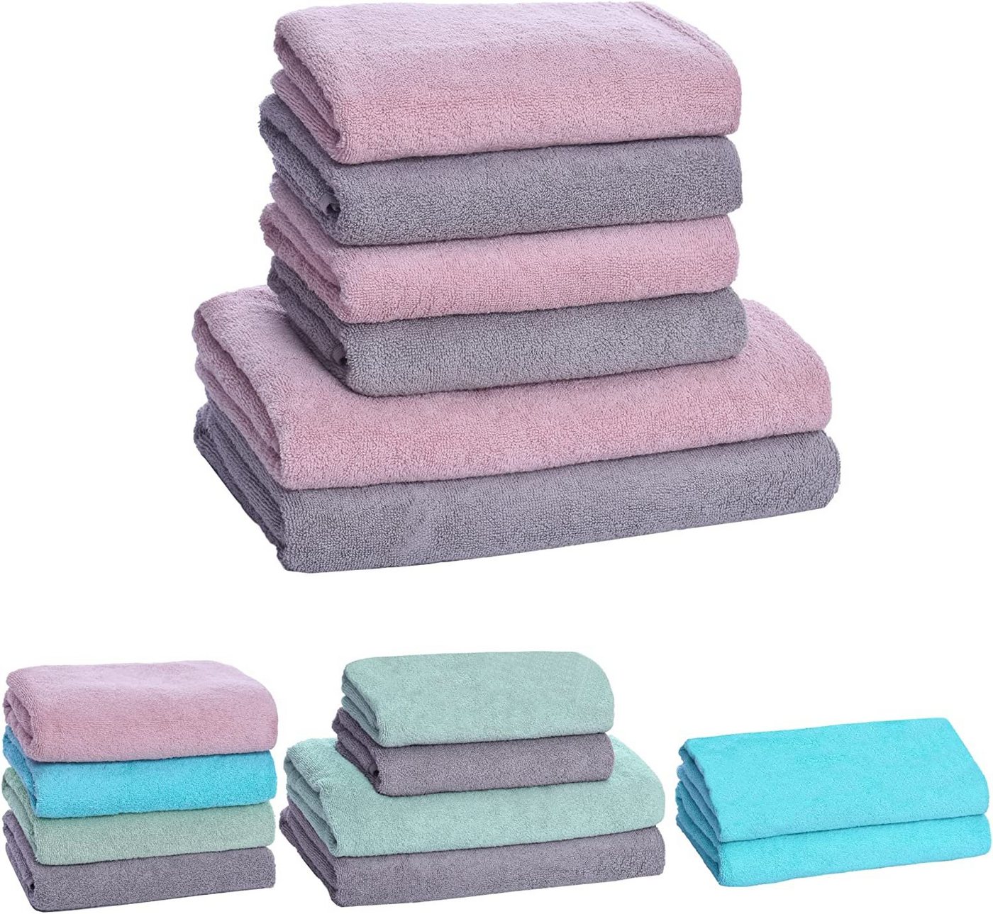 livessa Handtücher Badetücher im Set und als Serie, (6-St), Badetücher Set, Bade-Handtuchset 100% Baumwolle von livessa