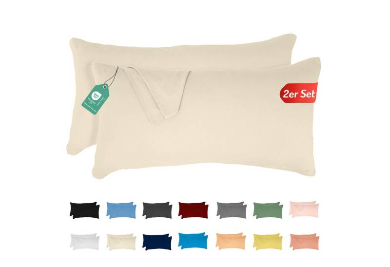 livessa Kissenbezug 2er Set Kissenbezug - Verdeckter Reißverschluss - Kopfkissenbezug, %100 Baumwolle Jersey Stoff 140 g/m², Ultra weich und atmungsaktiv von livessa