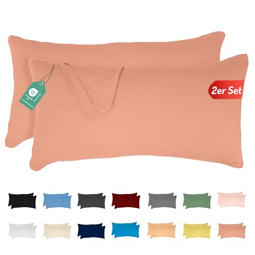 Livessa 2er Set Kissenbezug 50x70 aus%100 Baumwolle Jersey Stoff, Kissenbezüge, 50x70 mit Reißverschluss, Kopfkissenbezug 50x70 cm, Kissenhülle, atmungsaktiv, Oeko-Tex Zertifiziert, Pillow Cover von livessa