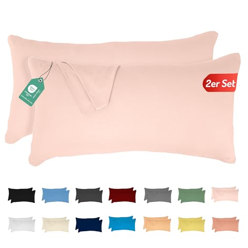 Livessa 2er Set Kissenbezug 50x70 aus%100 Baumwolle Jersey Stoff, Kissenbezüge, 50x70 mit Reißverschluss, Kopfkissenbezug 50x70 cm, Kissenhülle, atmungsaktiv, Oeko-Tex Zertifiziert, Pillow Cover von livessa