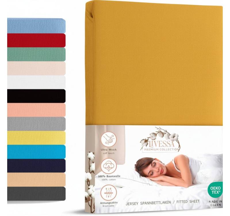 livessa Spannbettlaken weicher Jersey aus 100% Baumwolle Bettlaken in Größe 90x200, 140x200, Gummizug: Rundumgummizug, 180x200 Laken, Spannbettlaken für Matratzenhöhe bis zu 30 cm von livessa