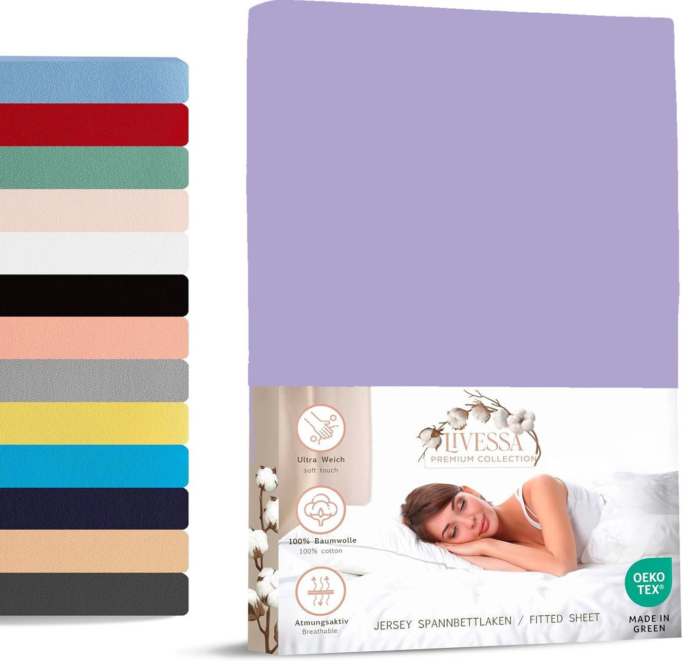 livessa Spannbettlaken weicher Jersey aus 100% Baumwolle Bettlaken in Größe 90x200, 140x200, Gummizug: Rundumgummizug, 180x200 Laken, Spannbettlaken für Matratzenhöhe bis zu 30 cm livessa Spannbettlaken weicher Jersey aus 100% Baumwolle Bettlaken in Größe 90x200, 140x200, Gummizug: Rundumgummizug, 180x200 Laken, Spannbettlaken für Matratzenhöhe bis zu 30 cm von livessa