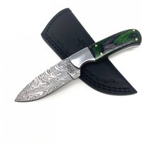 Custom Handmade 1095 Damast-stahl Kleines Grünes Messer Mit Fester Klinge Und Lederscheide | Ahorn Burlwood Griff von livewithanedge