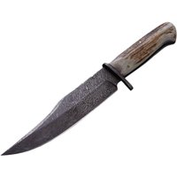 Handgefertigte 1095 Damast-stahl Bowiemesser Mit Fester Klinge Aus Leder | Hirschmesser von livewithanedge