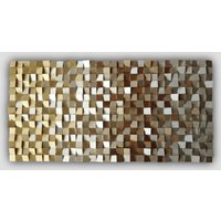 3D Holz Wand Kunst Gold Und Silber, Mosaik Wandkunst von liviawoodenwallart