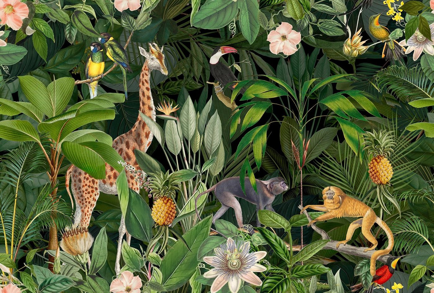living walls Fototapete ARTist Nostalgic Animals, (Set, 4 St), Vlies, Wand, Schräge von living walls