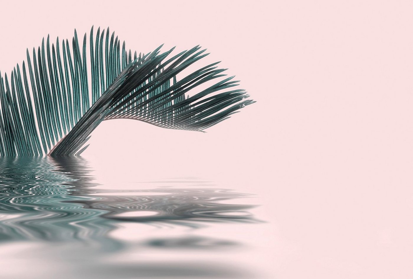 living walls Fototapete ARTist Palm Leaf Water, (Set, 4 St), Vlies, Wand, Schräge von living walls