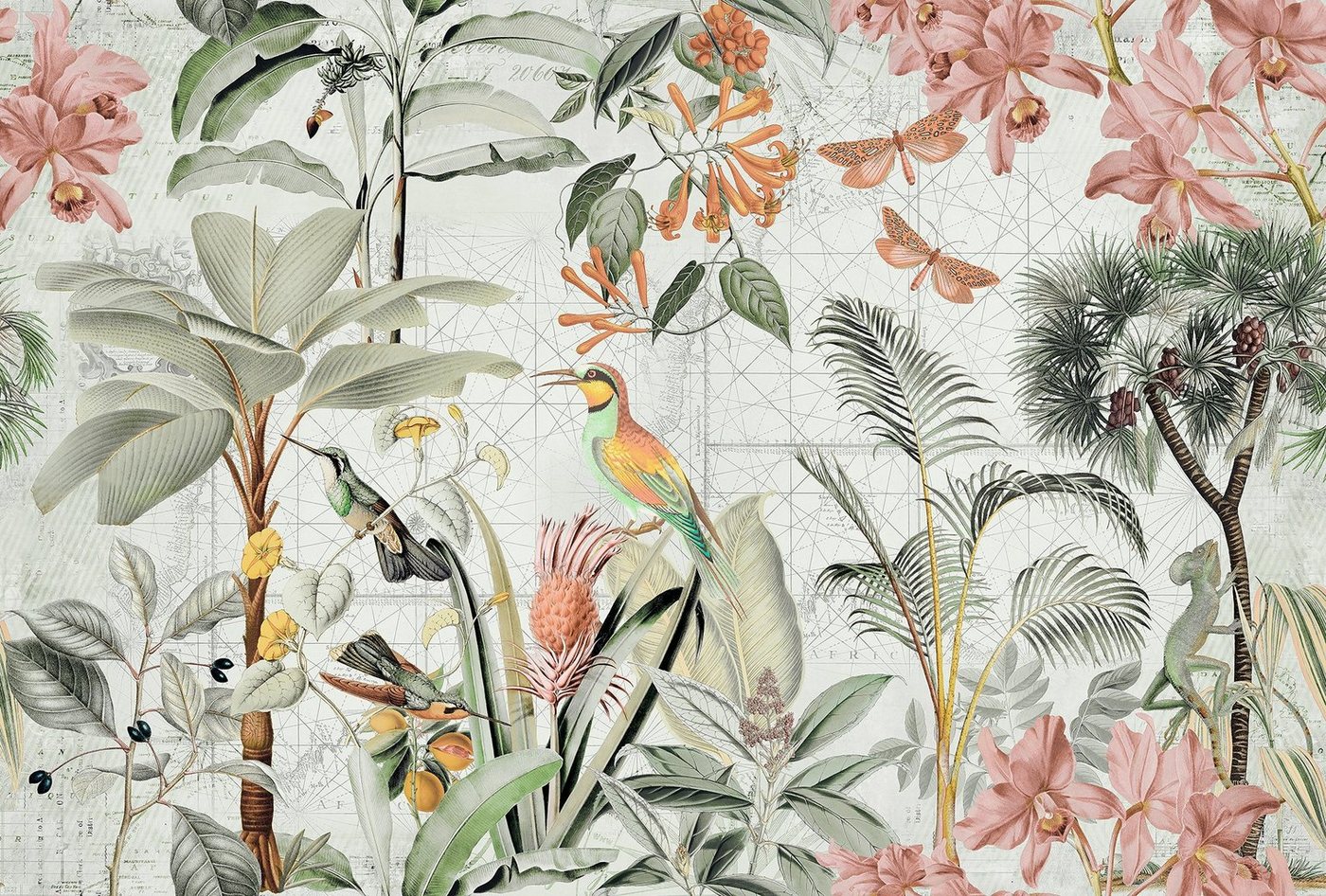 living walls Fototapete ARTist Tropical Paradise, (Set, 4 St), Vlies, Wand, Schräge von living walls