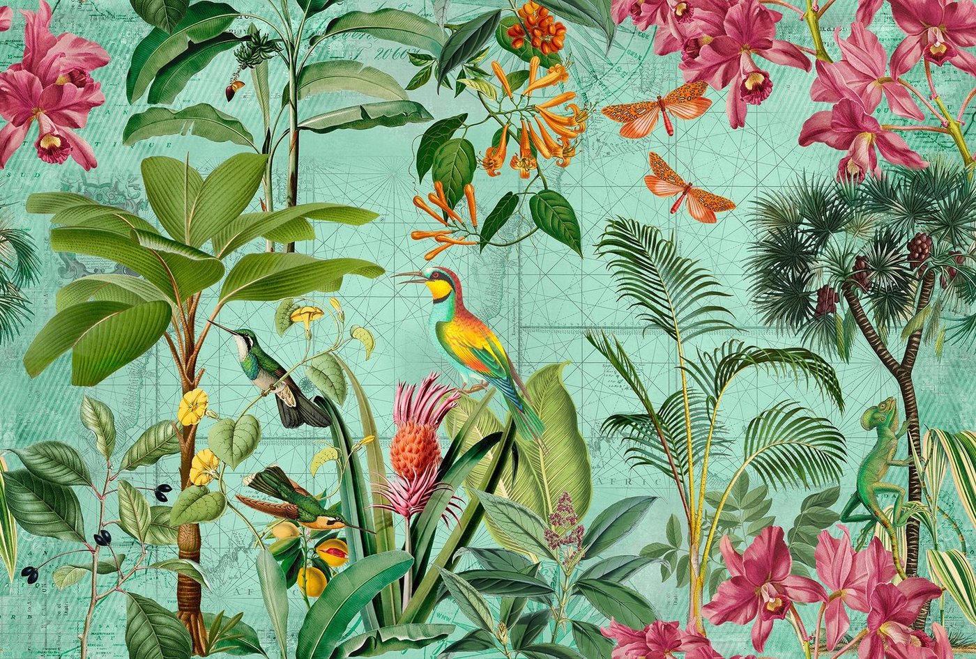 living walls Fototapete ARTist Tropical Paradise, (Set, 4 St), Vlies, Wand, Schräge von living walls