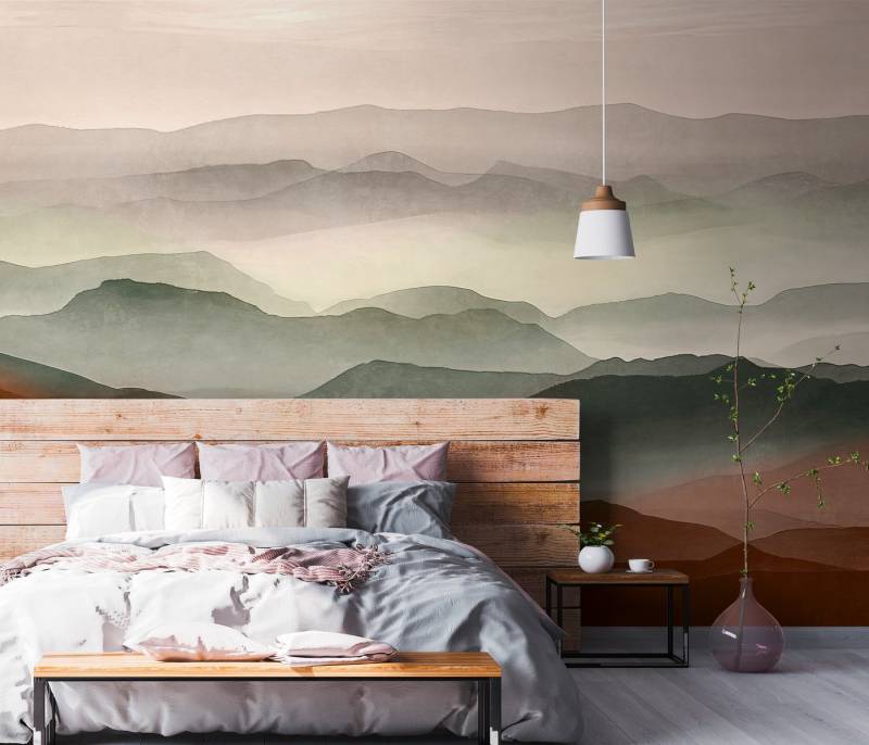 living walls Fototapete THE WALL III Landschaft Tapete Motivtapete Horizont Himmel, glatt, matt, (1 St), Vliestapete Nebel für Schlafzimmer Küche Wohnzimmer Landschaft Design von living walls