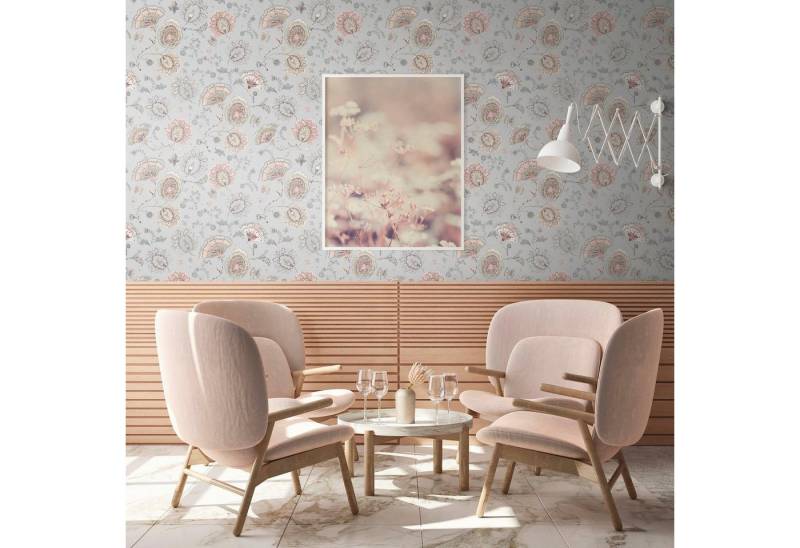 living walls Vliestapete House of Turnowsky Designer zarte Blümchentapete, leicht strukturiert, gemustert, matt, neutral, (1 St), Mädchenzimmer Mandala Tapeten Wohnzimmer Schlafzimmer Küche Design von living walls