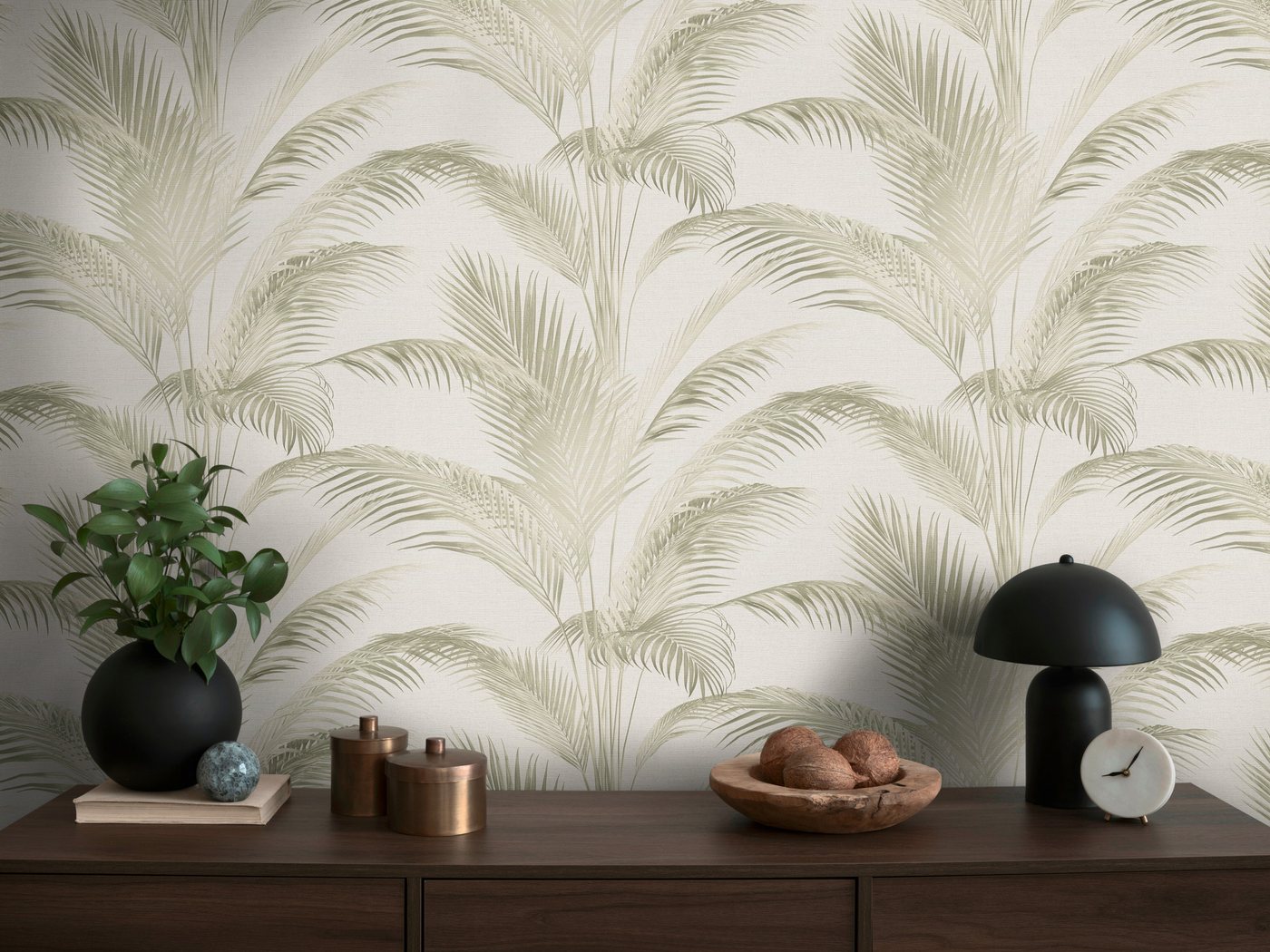 living walls Vliestapete Michalsky 6 florale Tapete Mustertapete Pflanzen Blattmuster, strukturiert, matt, (1 St), Vliestapete Natur für Schlafzimmer Küche Wohnzimmer Floral Design Flur von living walls